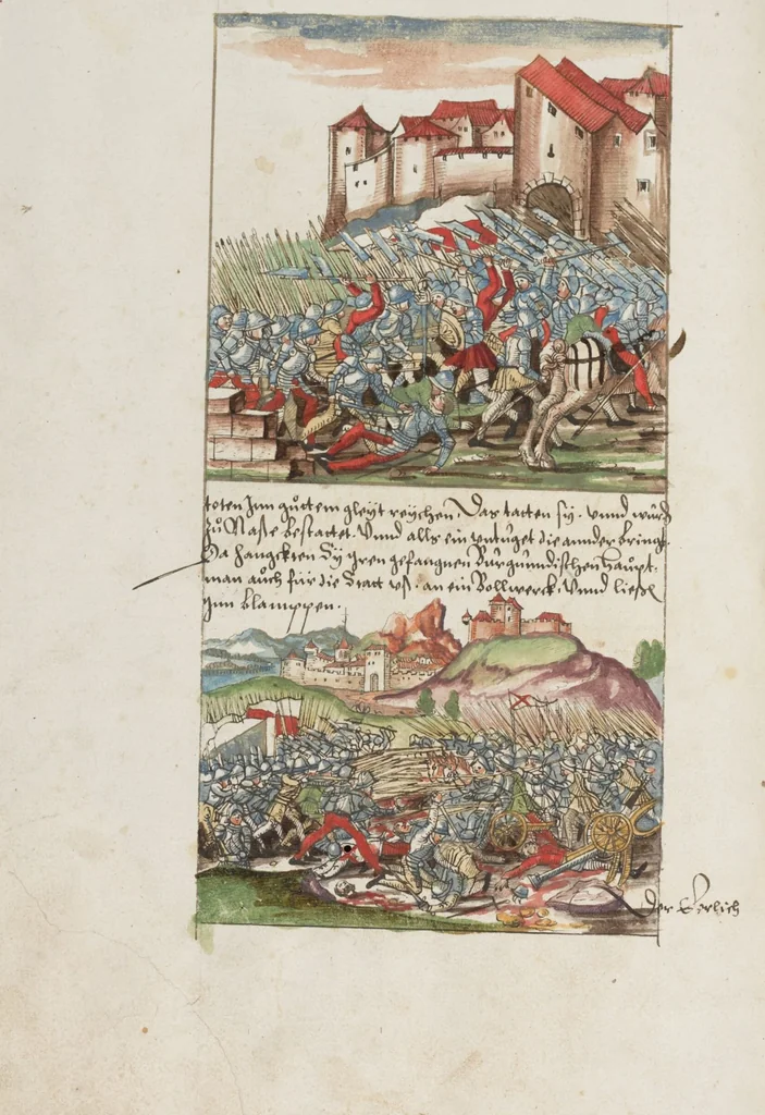 An illustration from Silbereisen: Chronicon Helvetiae, Part II, 1572, leaf 470