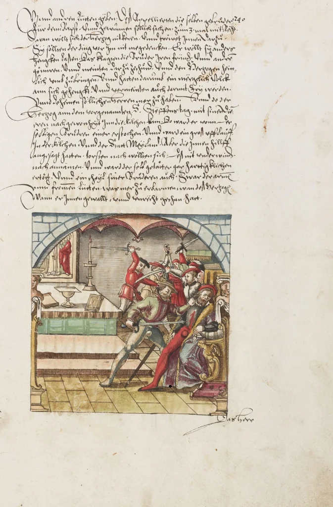 An illustration from Silbereisen: Chronicon Helvetiae, Part II, 1572, leaf 485