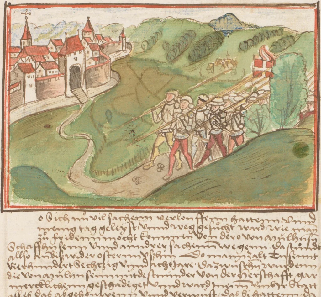 An illustration from Werner Schodoler, Eidgenössische Chronik, Vol. 3, 1514, leaf 11