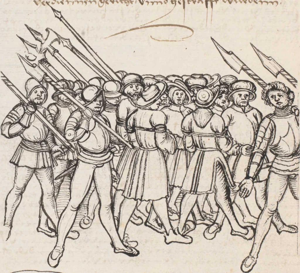 An illustration from Werner Schodoler, Eidgenössische Chronik, Vol. 3, 1514, leaf 138