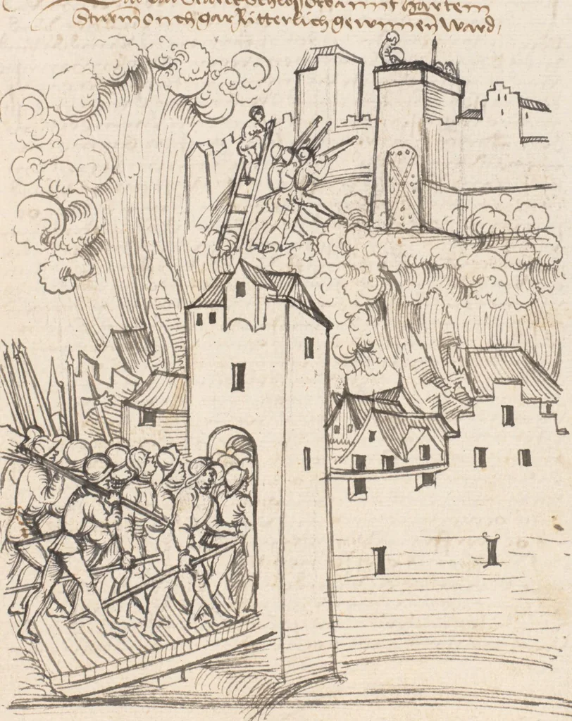 An illustration from Werner Schodoler, Eidgenössische Chronik, Vol. 3, 1514, leaf 179