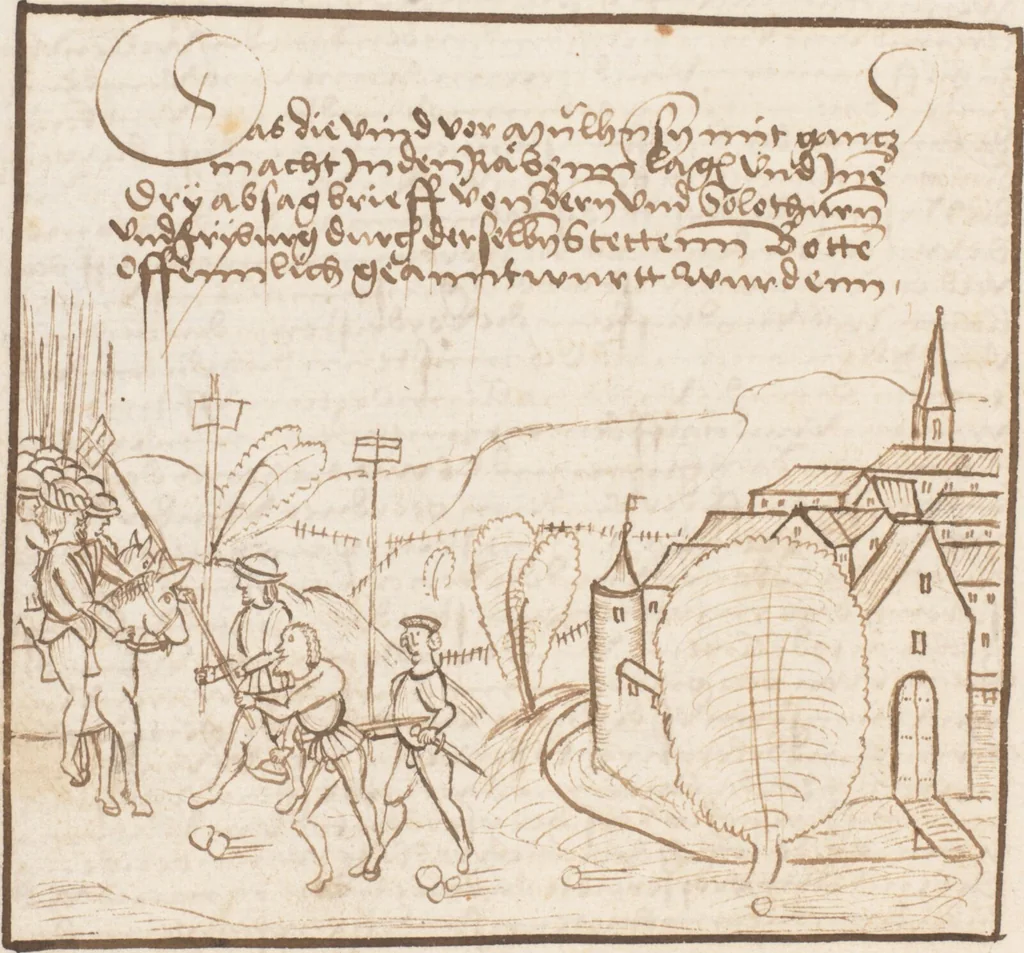 An illustration from Werner Schodoler, Eidgenössische Chronik, Vol. 3, 1514, leaf 18