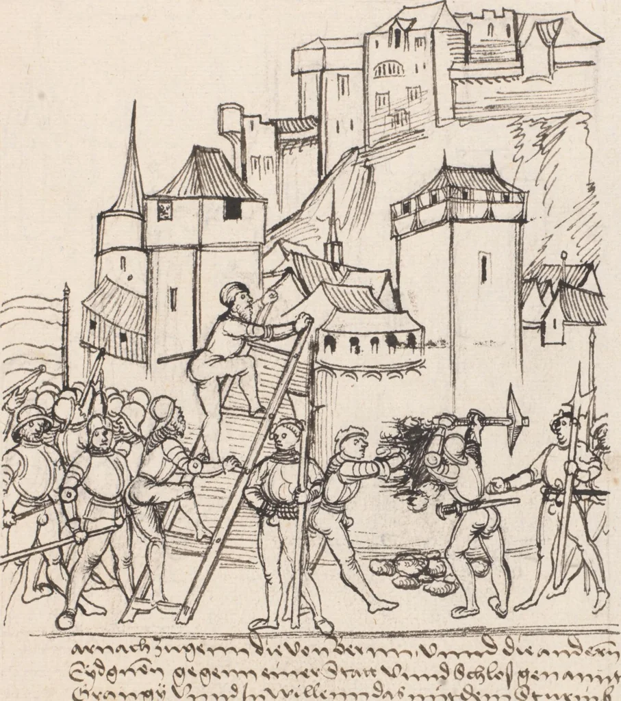 An illustration from Werner Schodoler, Eidgenössische Chronik, Vol. 3, 1514, leaf 205