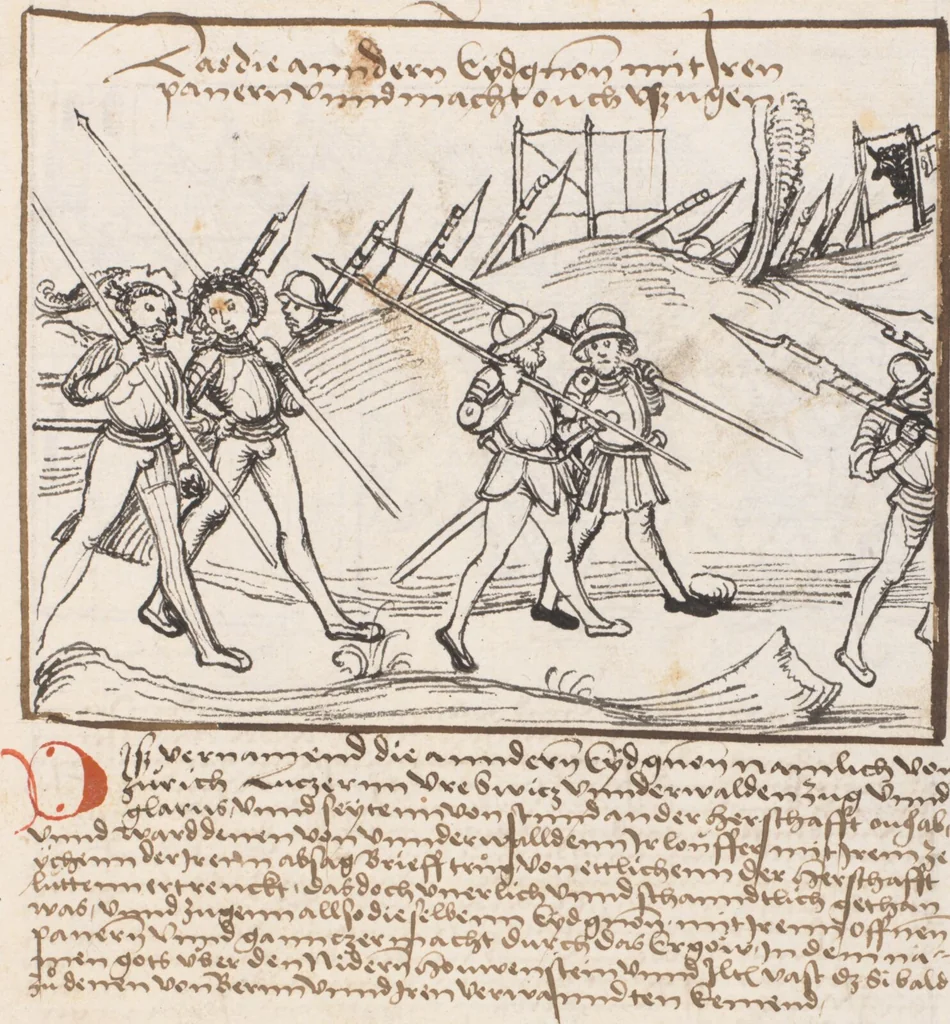 An illustration from Werner Schodoler, Eidgenössische Chronik, Vol. 3, 1514, leaf 21