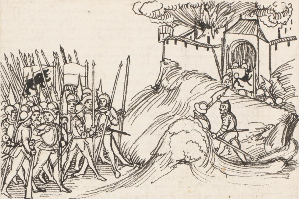 An illustration from Werner Schodoler, Eidgenössische Chronik, Vol. 3, 1514, leaf 28