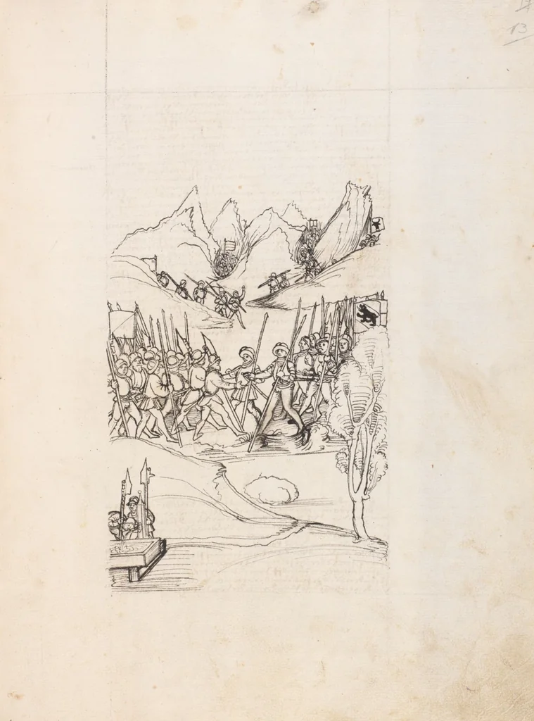 An illustration from Werner Schodoler, Eidgenössische Chronik, Vol. 3, 1514, leaf 29