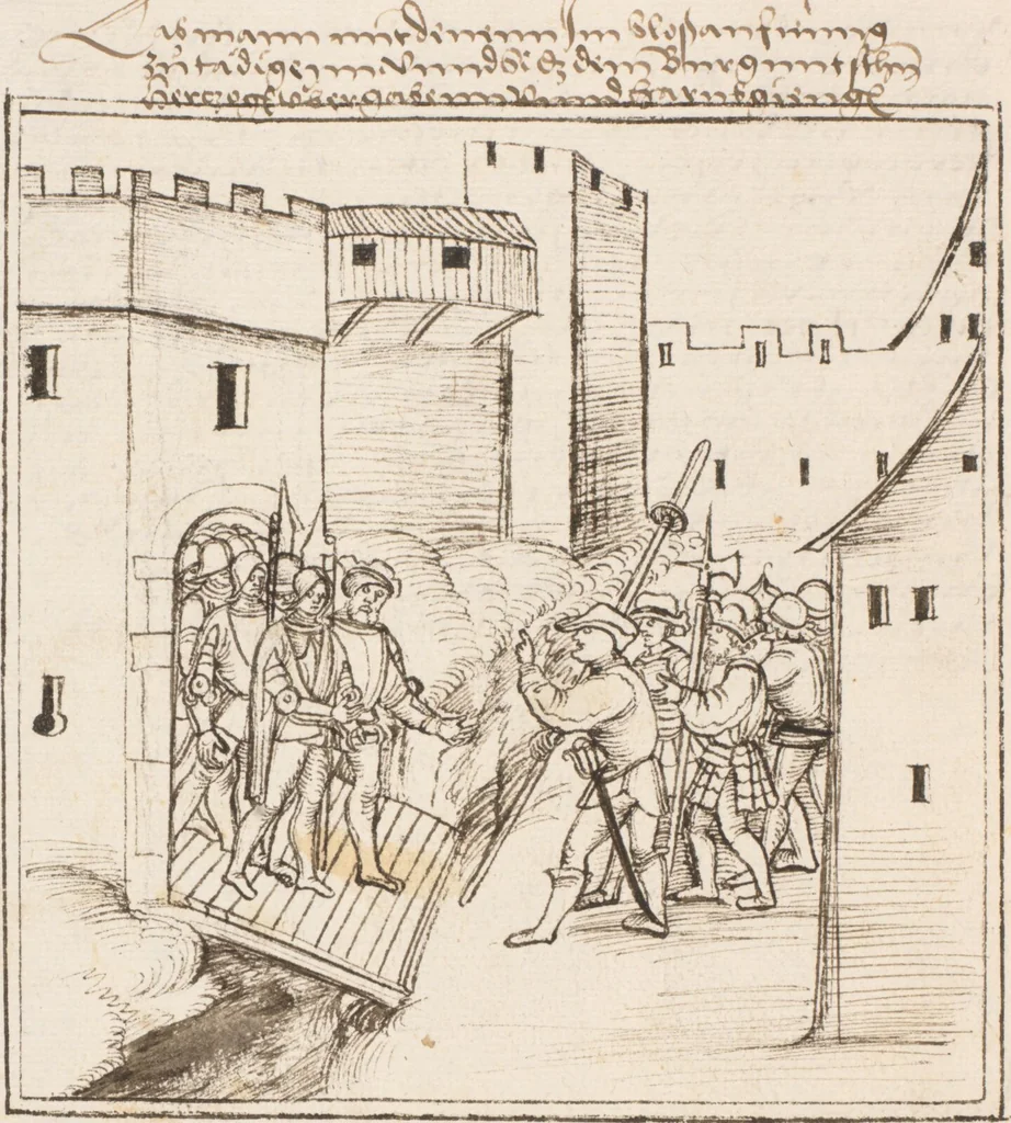 An illustration from Werner Schodoler, Eidgenössische Chronik, Vol. 3, 1514, leaf 344