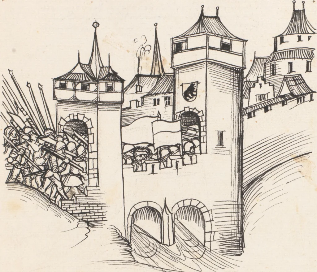 An illustration from Werner Schodoler, Eidgenössische Chronik, Vol. 3, 1514, leaf 439