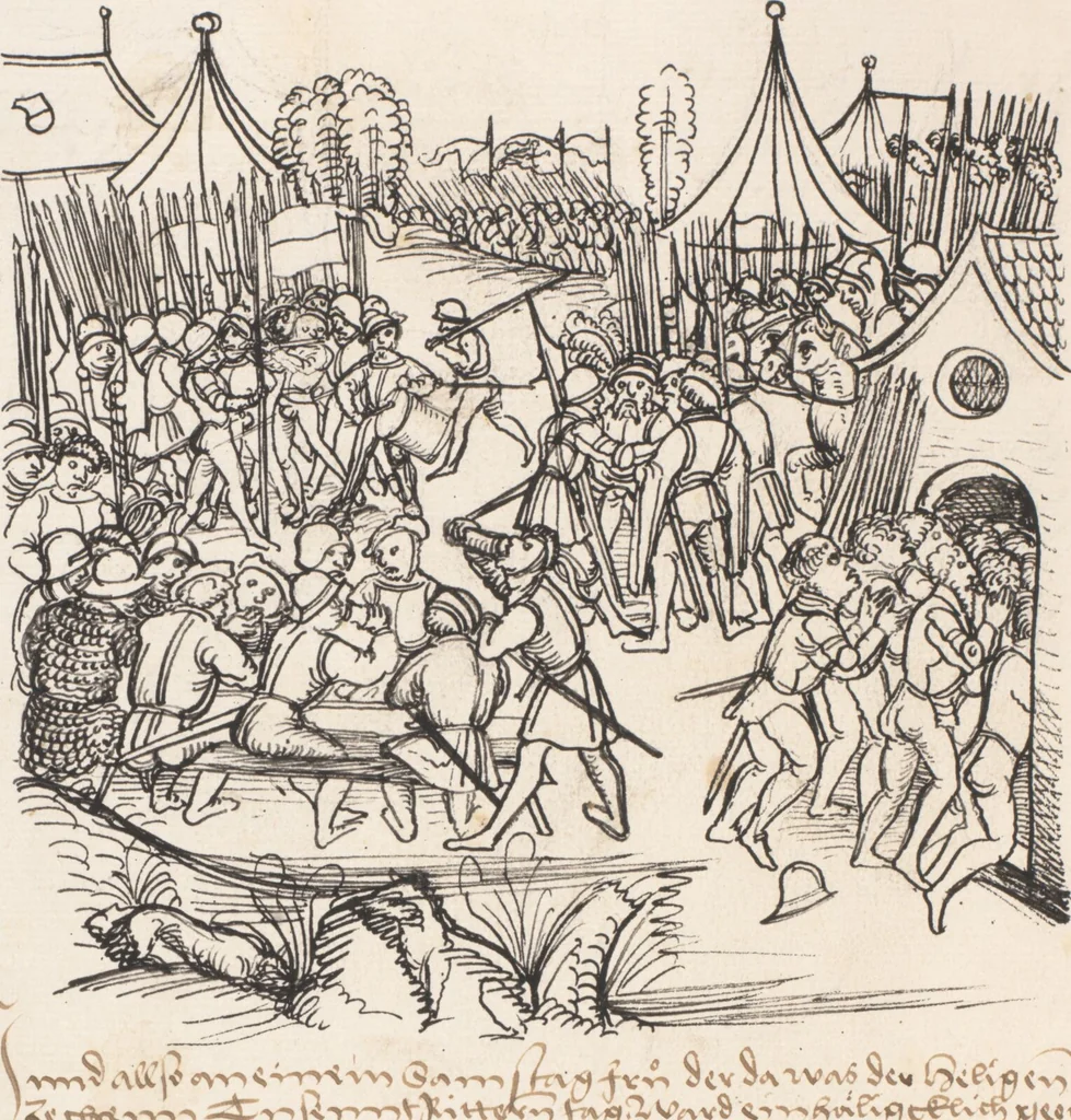An illustration from Werner Schodoler, Eidgenössische Chronik, Vol. 3, 1514, leaf 448