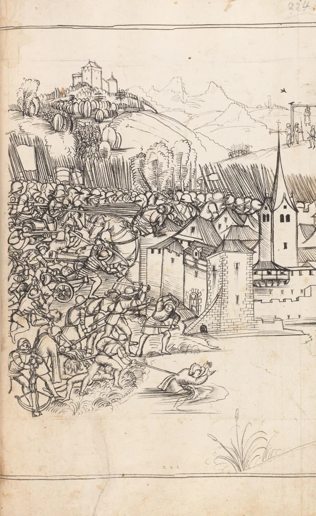 An illustration from Werner Schodoler, Eidgenössische Chronik, Vol. 3, 1514, leaf 451