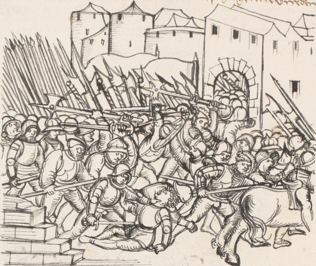 An illustration from Werner Schodoler, Eidgenössische Chronik, Vol. 3, 1514, leaf 498