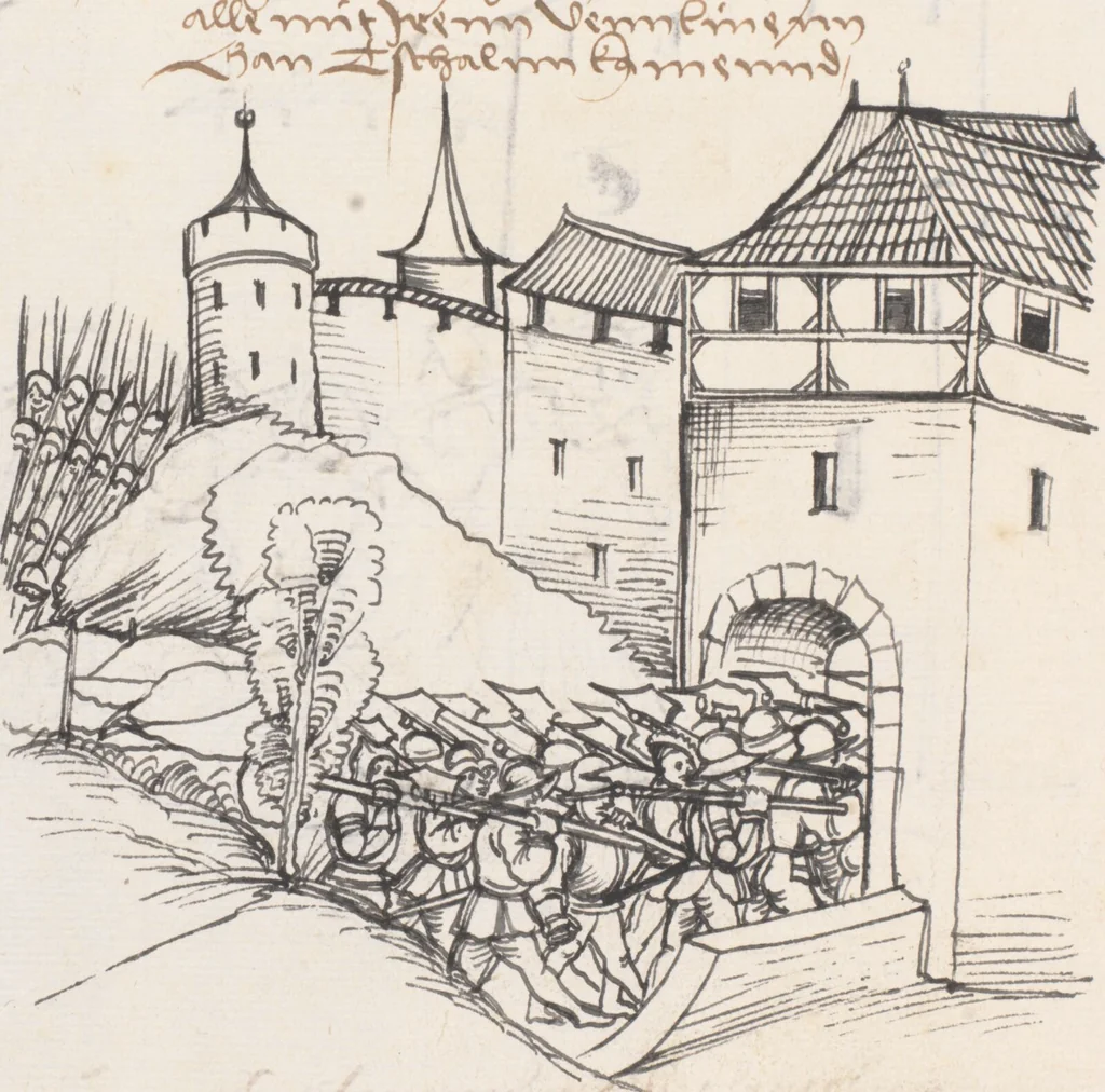 An illustration from Werner Schodoler, Eidgenössische Chronik, Vol. 3, 1514, leaf 556