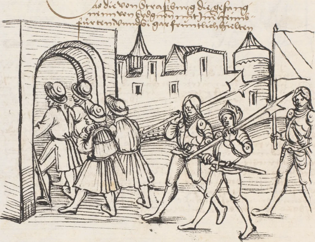 An illustration from Werner Schodoler, Eidgenössische Chronik, Vol. 3, 1514, leaf 58