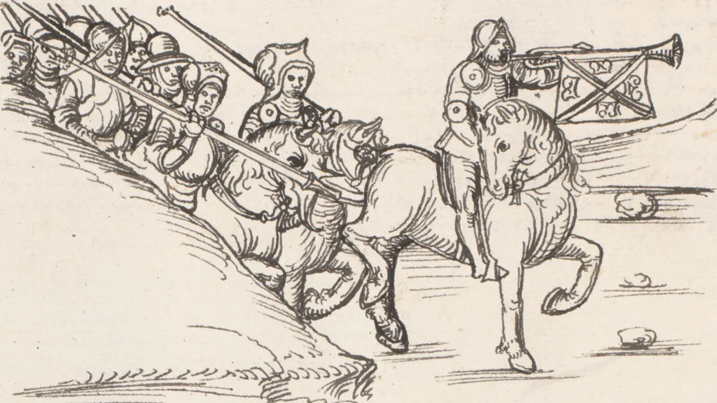 An illustration from Werner Schodoler, Eidgenössische Chronik, Vol. 3, 1514, leaf 74
