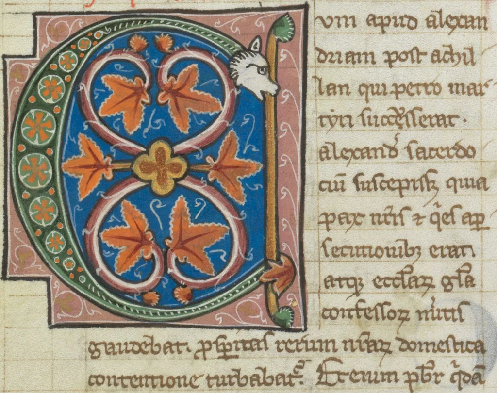 An illustration from Eusebius Caesariensis, Rufinus Aquileiensis, 1250, leaf 153