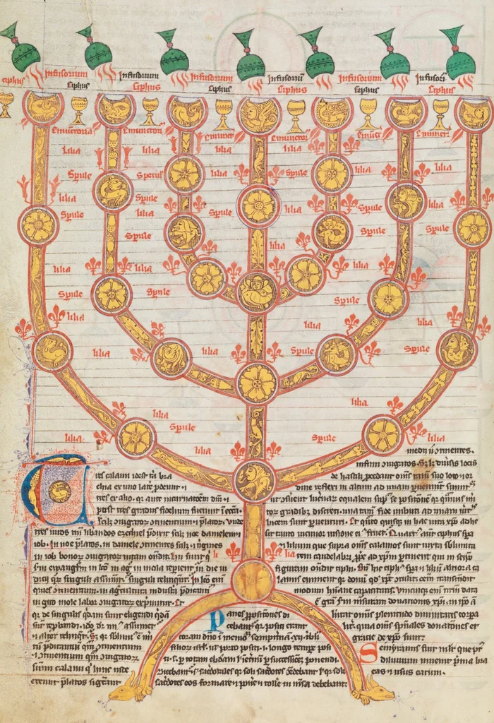 An illustration from Petrus Comestor; Alexander de Villa Dei; Petrus Pictaviensis, 1350, leaf 504