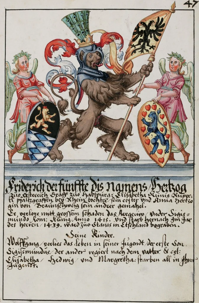 An illustration from Heraldry Guide of Hans Ulrich Fisch, 1627, leaf 105