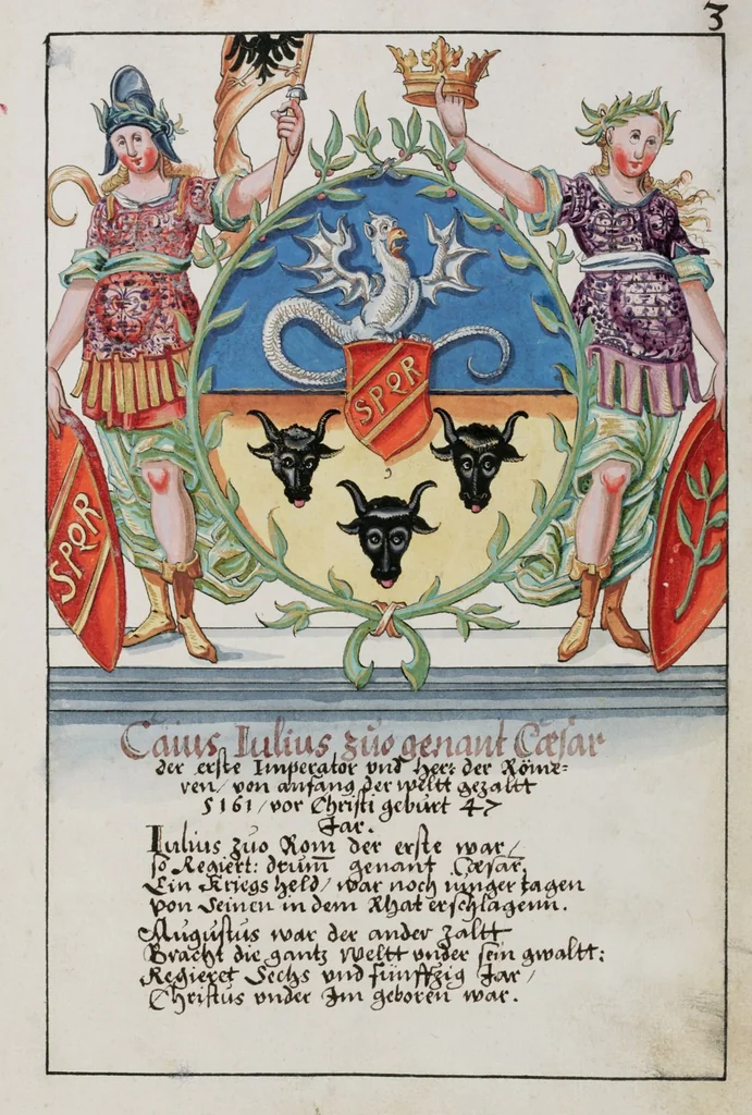 An illustration from Heraldry Guide of Hans Ulrich Fisch, 1627, leaf 19