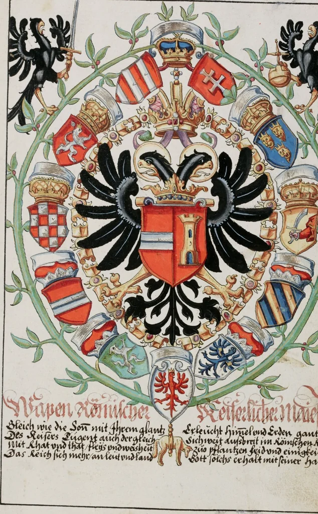 An illustration from Heraldry Guide of Hans Ulrich Fisch, 1627, leaf 23
