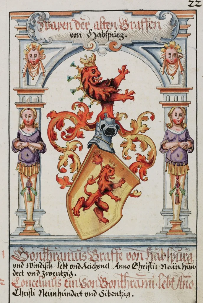 An illustration from Heraldry Guide of Hans Ulrich Fisch, 1627, leaf 57