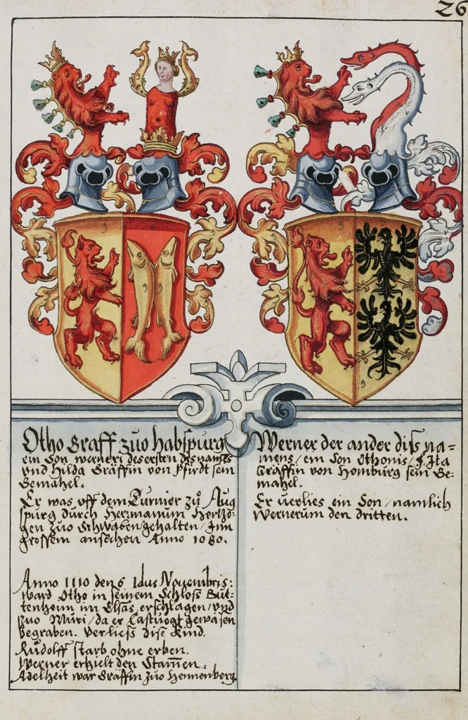 An illustration from Heraldry Guide of Hans Ulrich Fisch, 1627, leaf 65