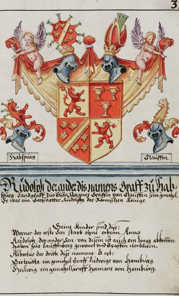 An illustration from Heraldry Guide of Hans Ulrich Fisch, 1627, leaf 75