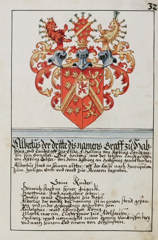 An illustration from Heraldry Guide of Hans Ulrich Fisch, 1627, leaf 77