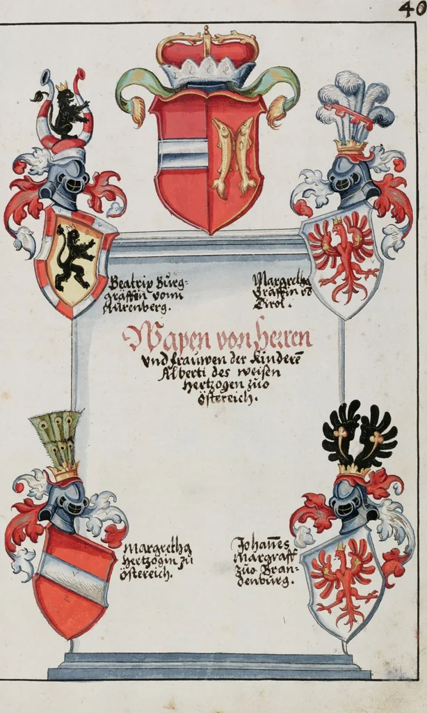 An illustration from Heraldry Guide of Hans Ulrich Fisch, 1627, leaf 91