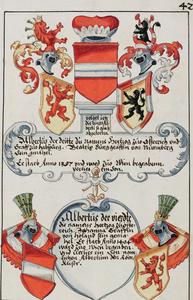 An illustration from Heraldry Guide of Hans Ulrich Fisch, 1627, leaf 95