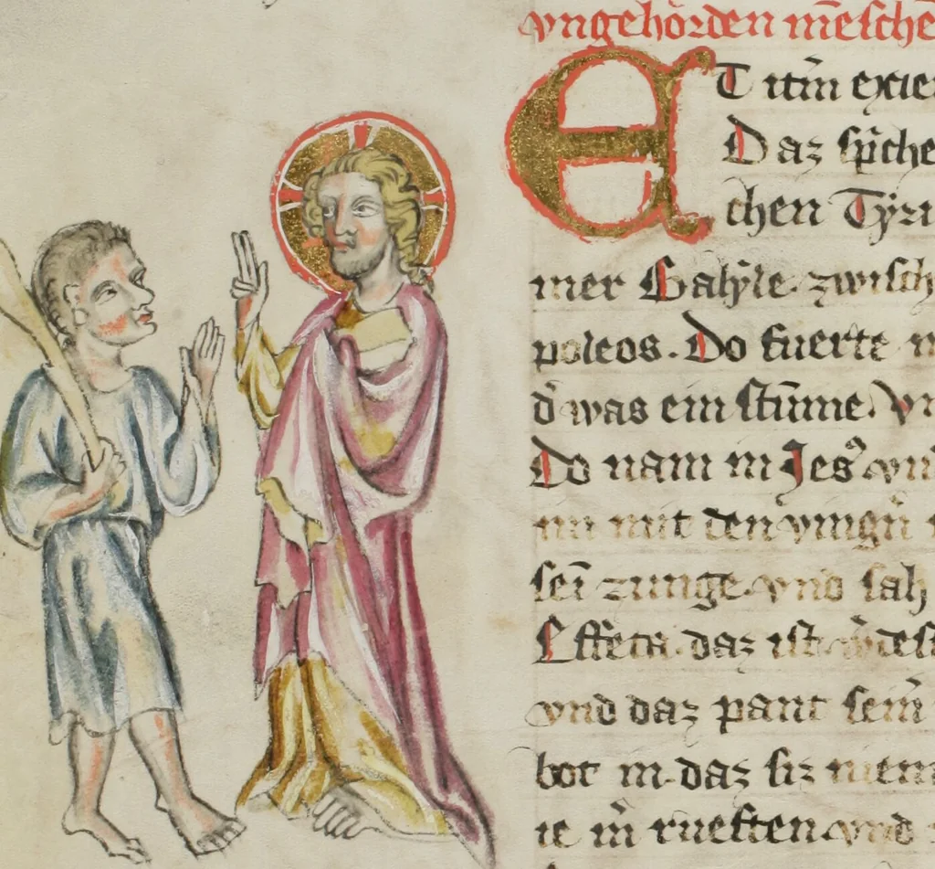 An illustration from Klosterneuburger Evangelienwerk, 1340, leaf 184