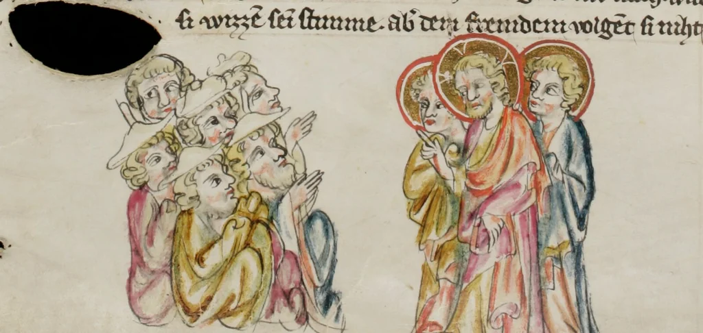 An illustration from Klosterneuburger Evangelienwerk, 1340, leaf 410