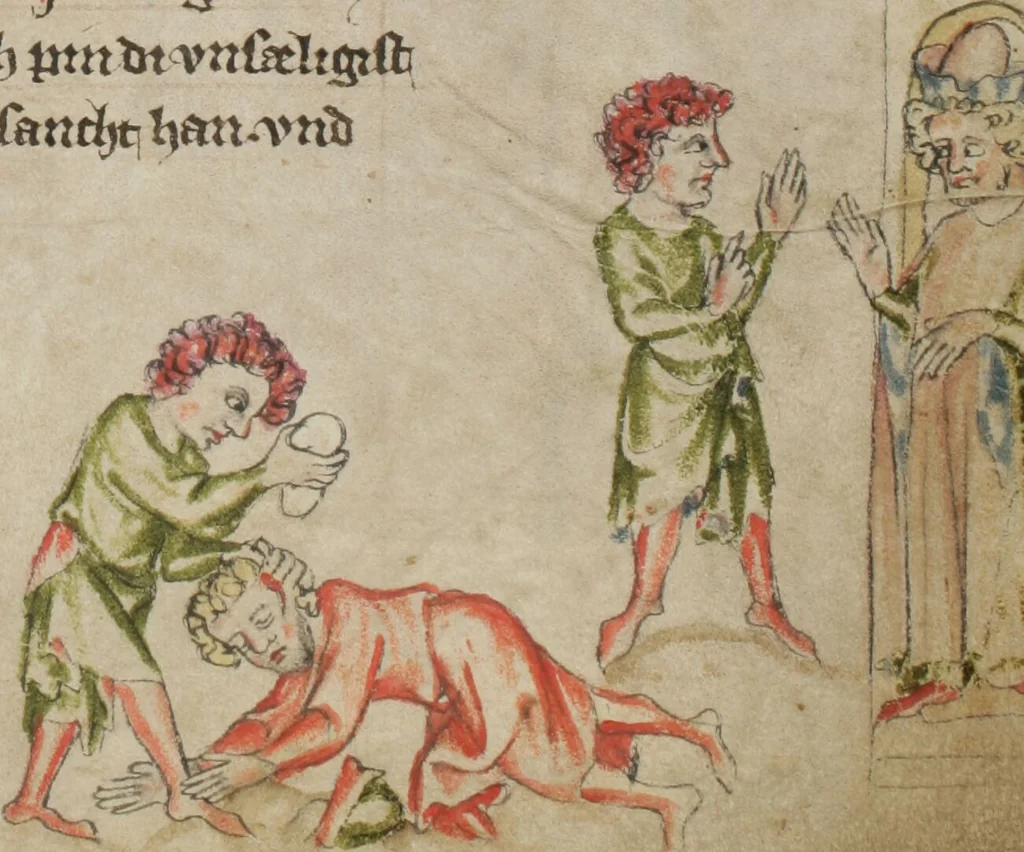 An illustration from Klosterneuburger Evangelienwerk, 1340, leaf 453