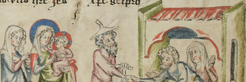 An illustration from Klosterneuburger Evangelienwerk, 1340, leaf 55