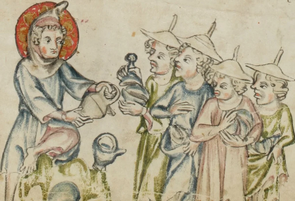 An illustration from Klosterneuburger Evangelienwerk, 1340, leaf 57