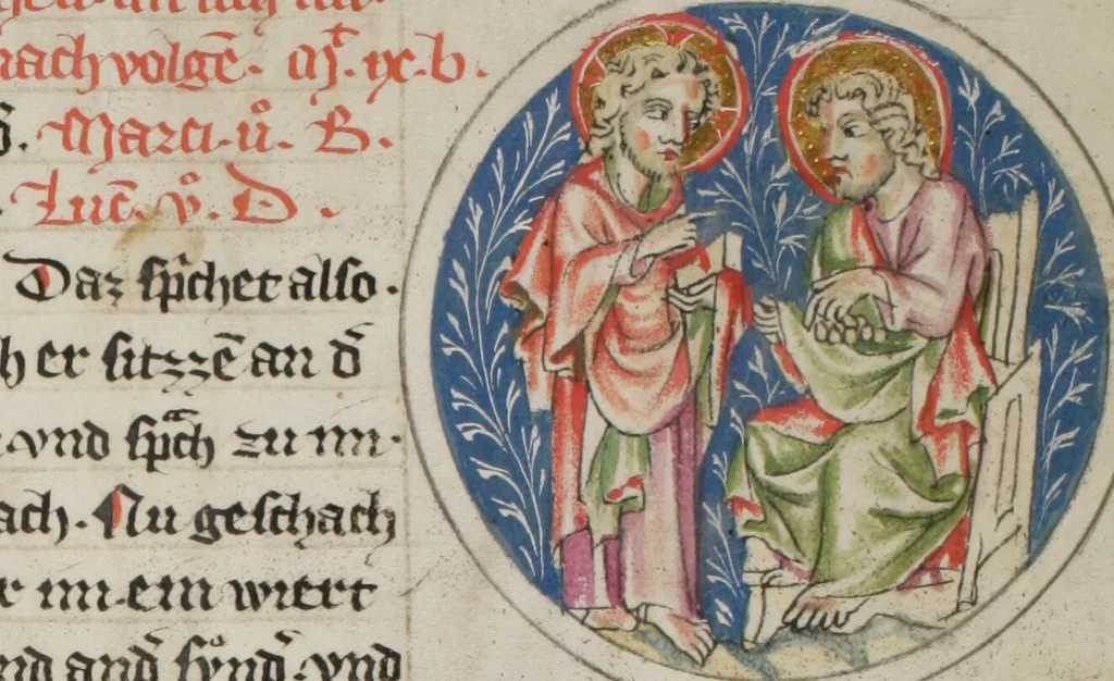 An illustration from Klosterneuburger Evangelienwerk, 1340, leaf 85