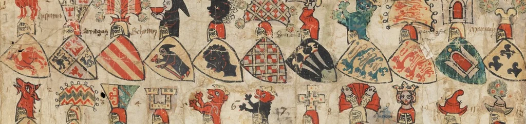 An illustration from Zürich Armorial, 1330, leaf 1