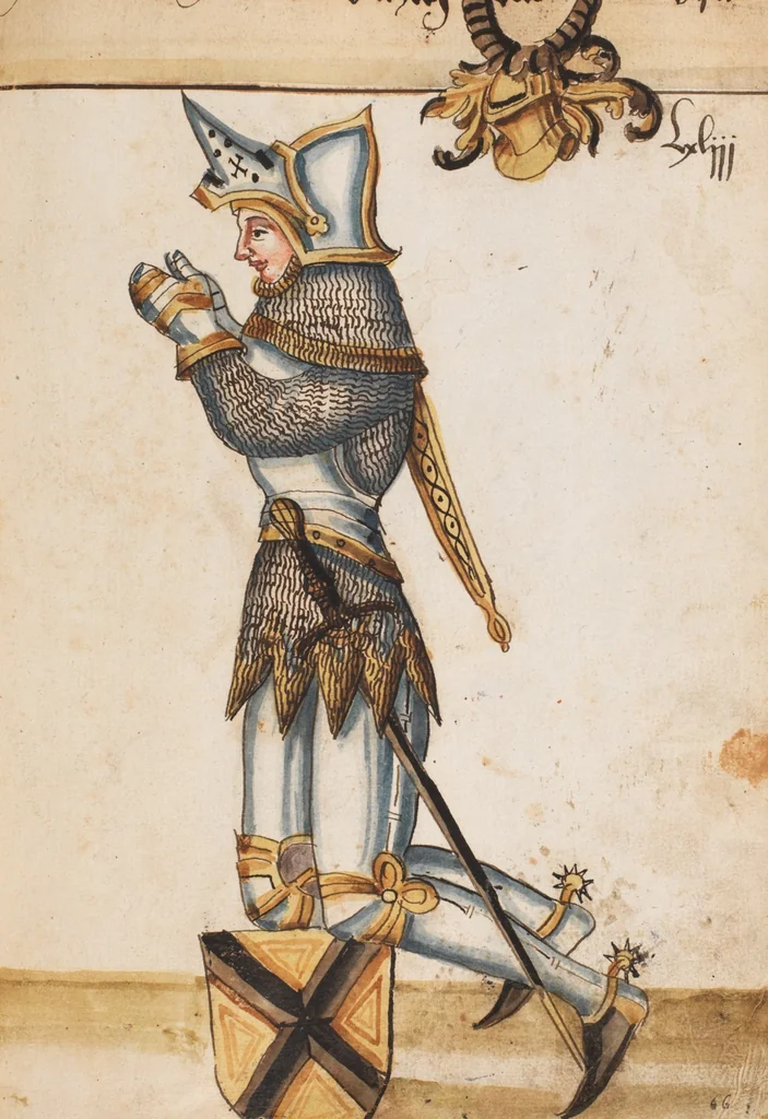 An illustration from Portraits of the Habsburg family and of knights killed in the Battle of Sempach (1386), 1560, leaf 103