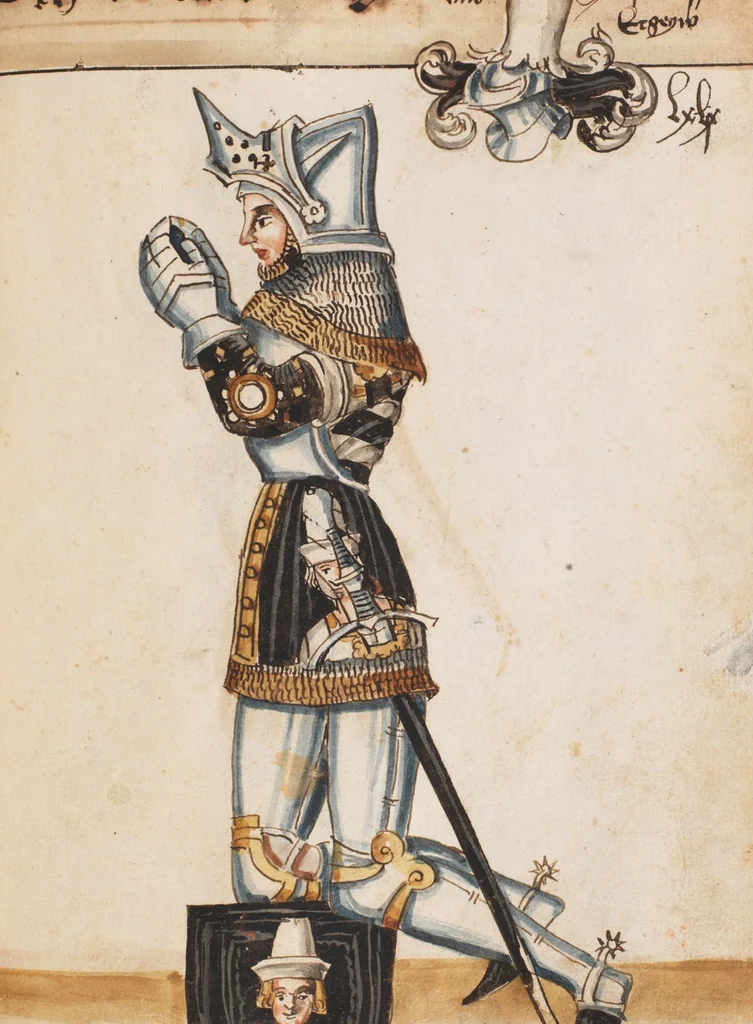 An illustration from Portraits of the Habsburg family and of knights killed in the Battle of Sempach (1386), 1560, leaf 109