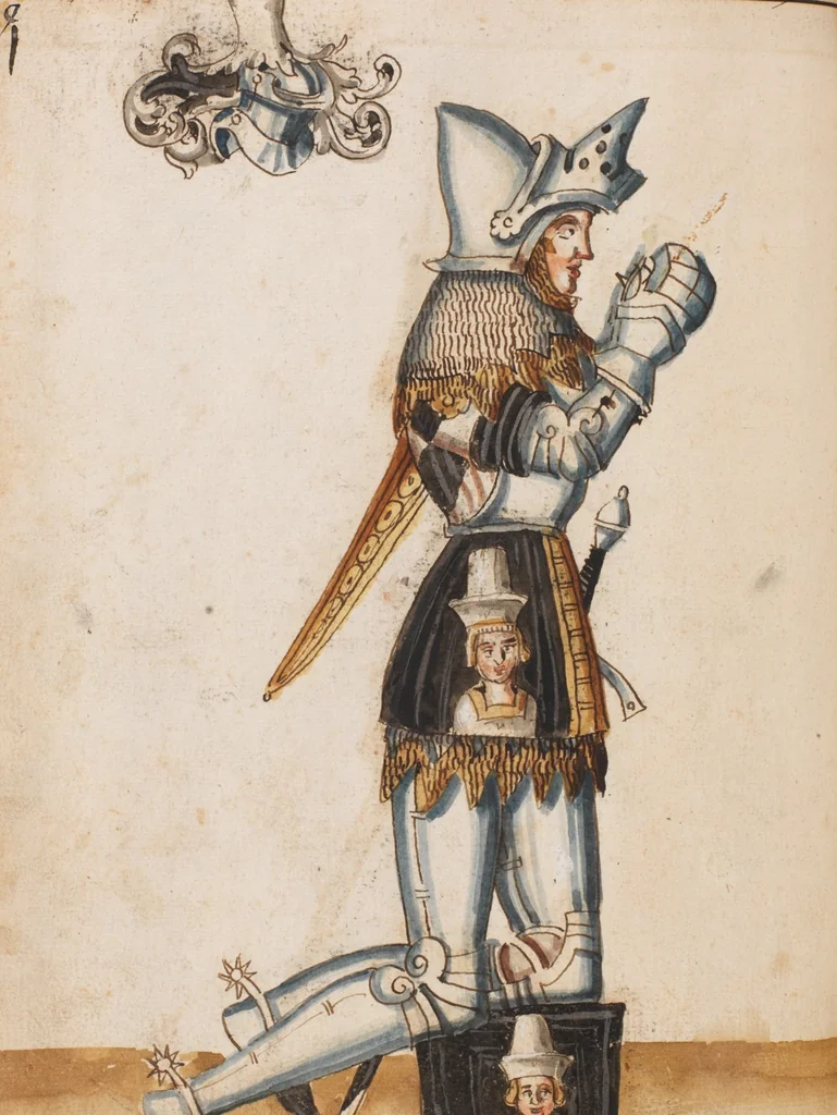 An illustration from Portraits of the Habsburg family and of knights killed in the Battle of Sempach (1386), 1560, leaf 110