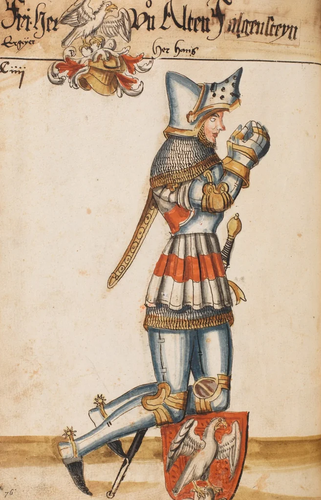 An illustration from Portraits of the Habsburg family and of knights killed in the Battle of Sempach (1386), 1560, leaf 114