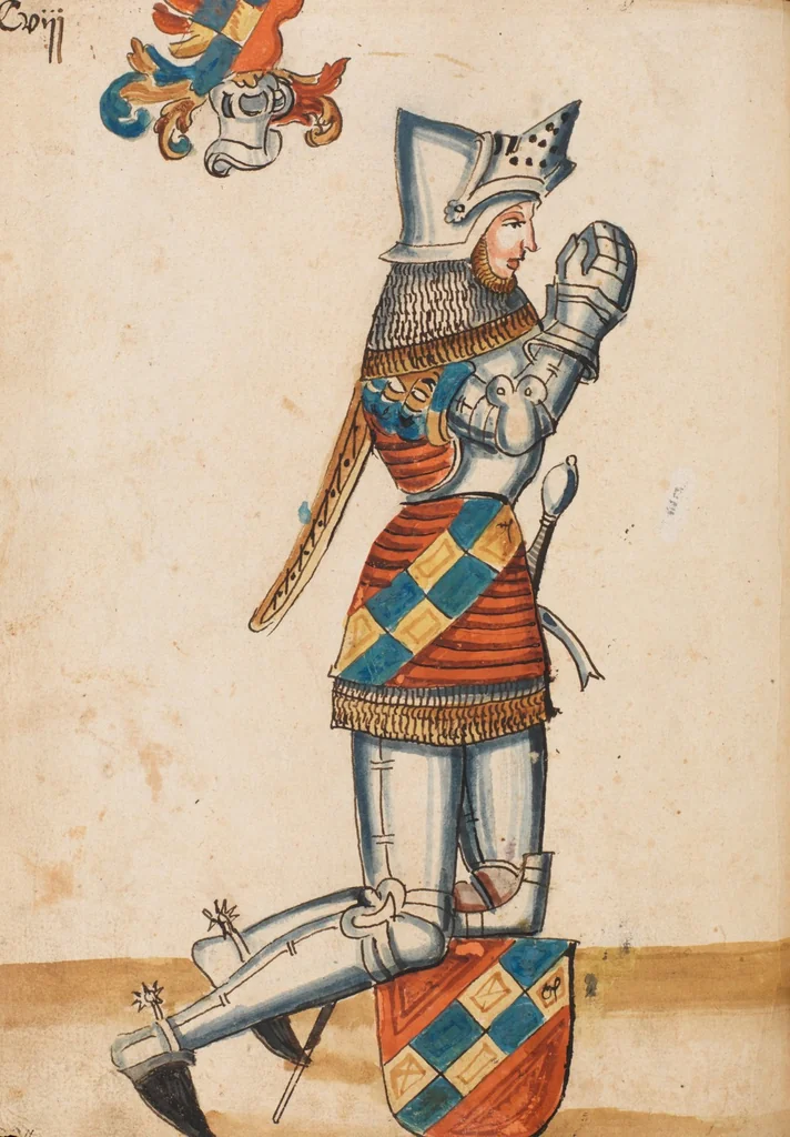An illustration from Portraits of the Habsburg family and of knights killed in the Battle of Sempach (1386), 1560, leaf 118