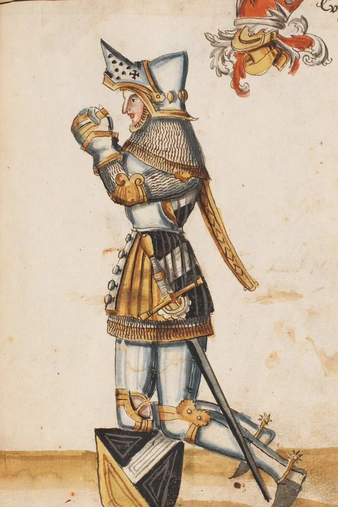 An illustration from Portraits of the Habsburg family and of knights killed in the Battle of Sempach (1386), 1560, leaf 119