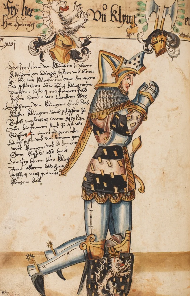 An illustration from Portraits of the Habsburg family and of knights killed in the Battle of Sempach (1386), 1560, leaf 128