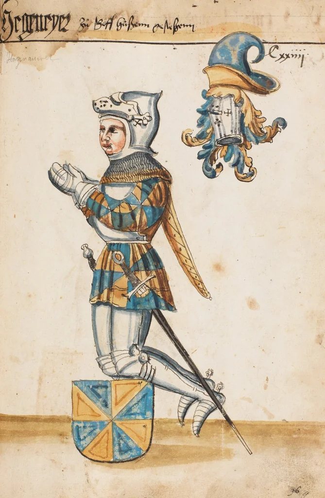 An illustration from Portraits of the Habsburg family and of knights killed in the Battle of Sempach (1386), 1560, leaf 137