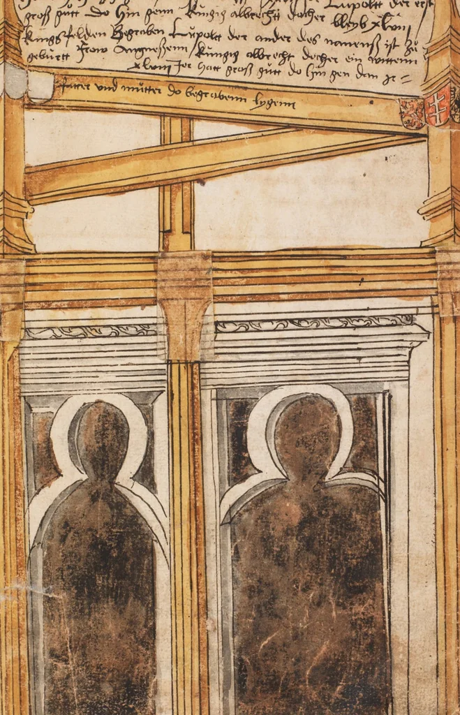 An illustration from Portraits of the Habsburg family and of knights killed in the Battle of Sempach (1386), 1560, leaf 15