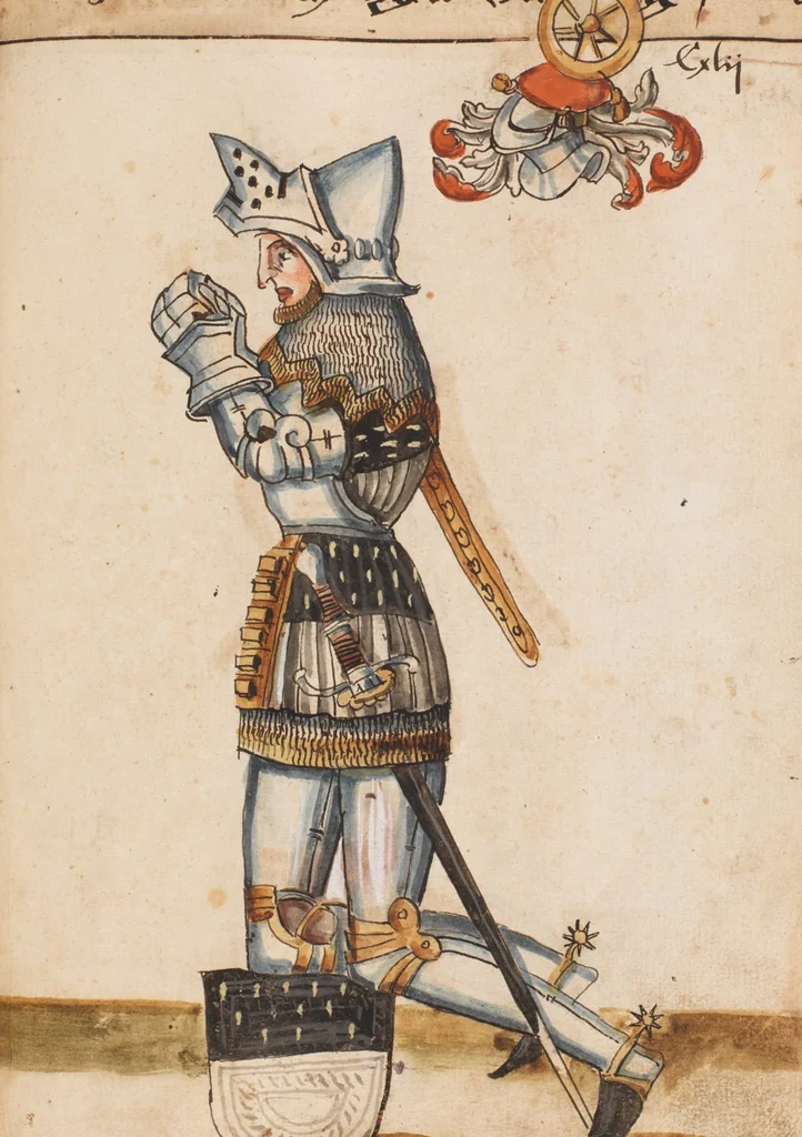 An illustration from Portraits of the Habsburg family and of knights killed in the Battle of Sempach (1386), 1560, leaf 155