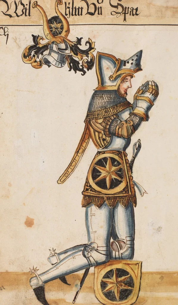 An illustration from Portraits of the Habsburg family and of knights killed in the Battle of Sempach (1386), 1560, leaf 164