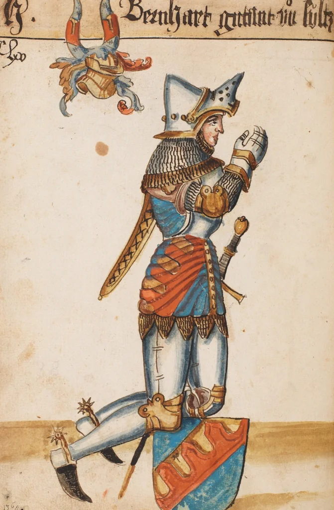 An illustration from Portraits of the Habsburg family and of knights killed in the Battle of Sempach (1386), 1560, leaf 178