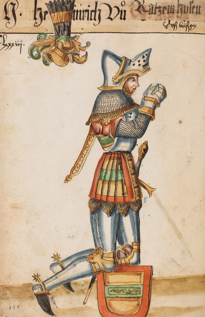 An illustration from Portraits of the Habsburg family and of knights killed in the Battle of Sempach (1386), 1560, leaf 196