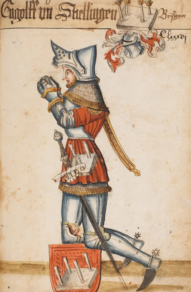 An illustration from Portraits of the Habsburg family and of knights killed in the Battle of Sempach (1386), 1560, leaf 199